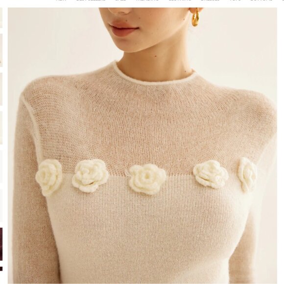 COMMENSE 3D Flower Panel Soft Knit Top Sweater Mohair Size Small - Picture 3 of 11